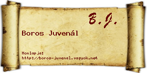 Boros Juvenál névjegykártya